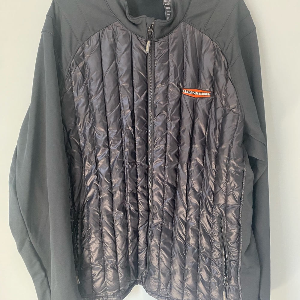Harley-Davidson Black Puffer Jacket with Stand-Up Collar